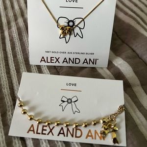 Alex and Ani Love Bow necklace and ball bracelet